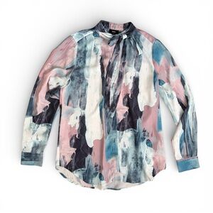 Abstract Blue and Pink Blouse